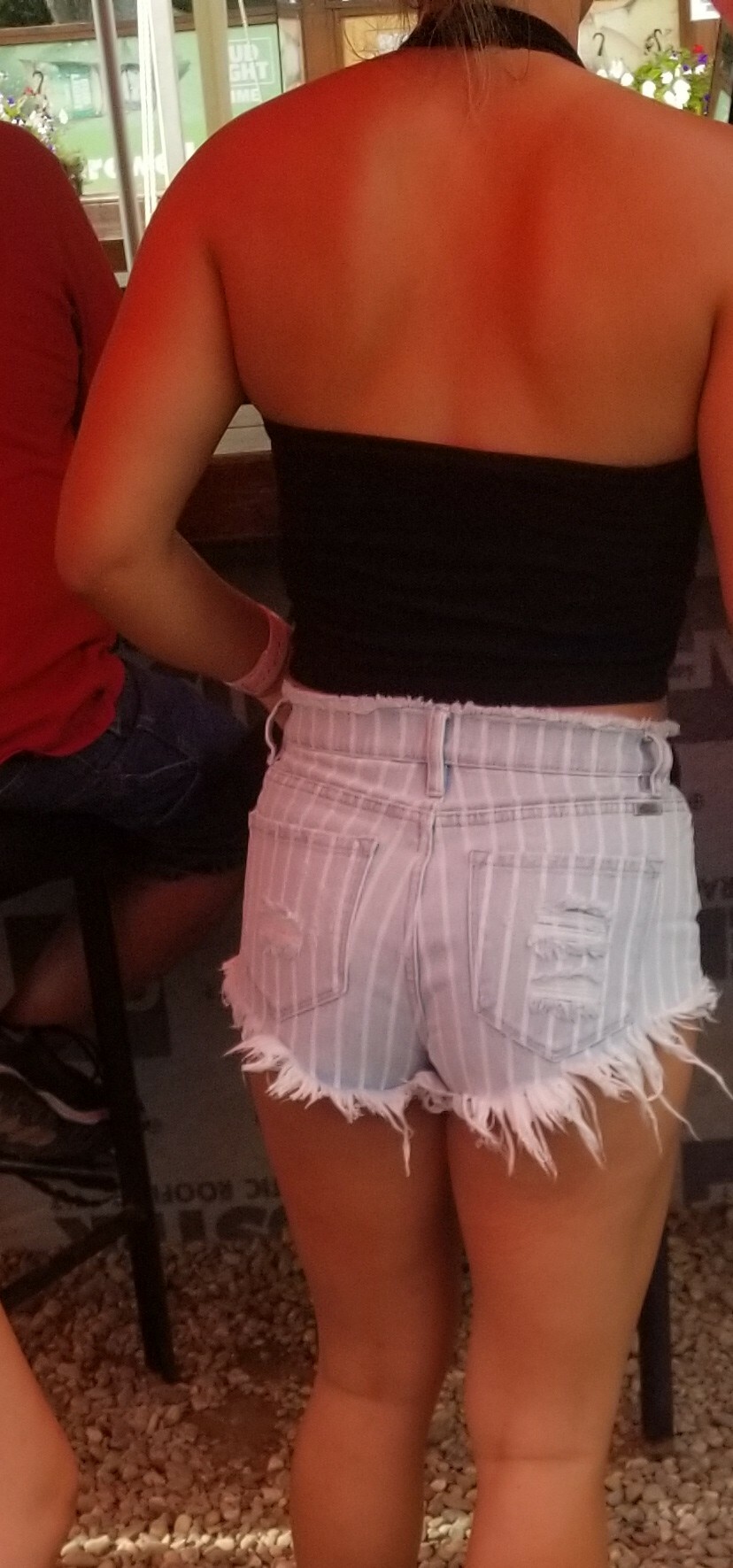 Jean shorts riding up hungry booty wedgie pick — 5